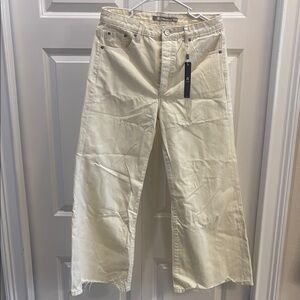 Cream Wide-Leg Jeans